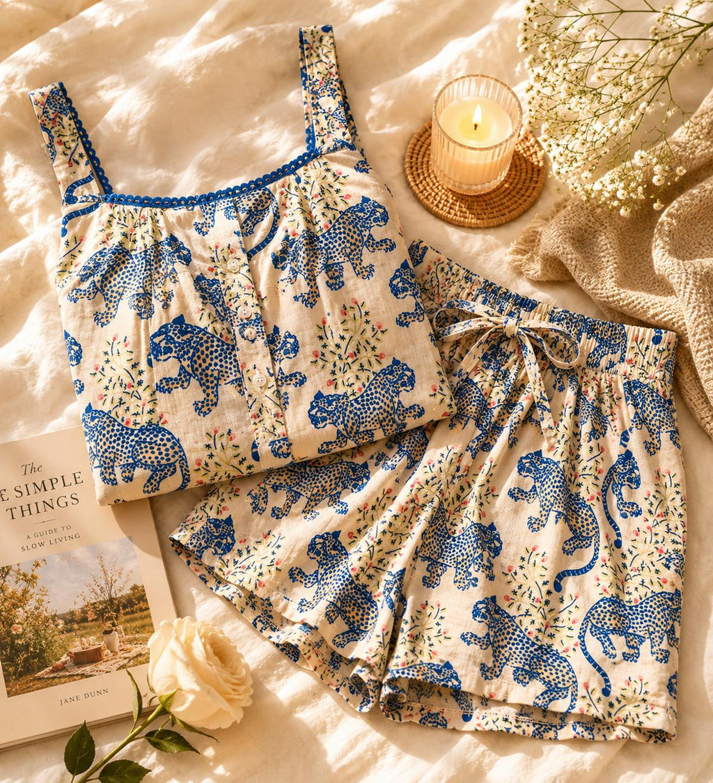 Luxury Lyocell Cami Shorts Set | Sustainable Women’s Sleepwear | Wide Strap & Ruffle Shorts Variants